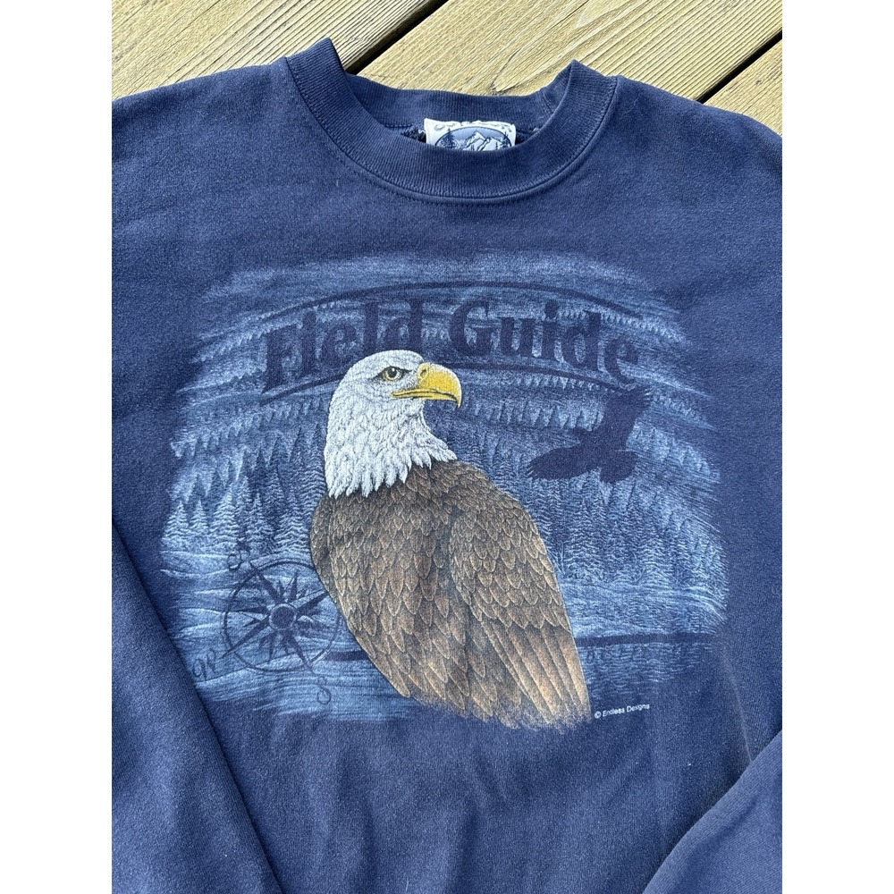 Vintage 90s Bald Eagle Nature Guide Sweatshirt USA Wildlife Crewneck L